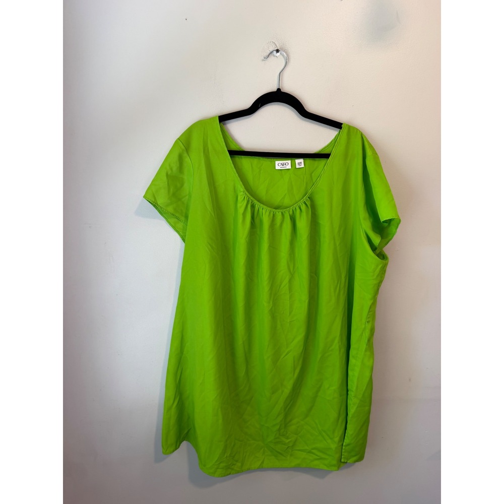 Cato Woman Lime Green Short Sleeve Scoop Neck Blouse Plus Size 26/28W